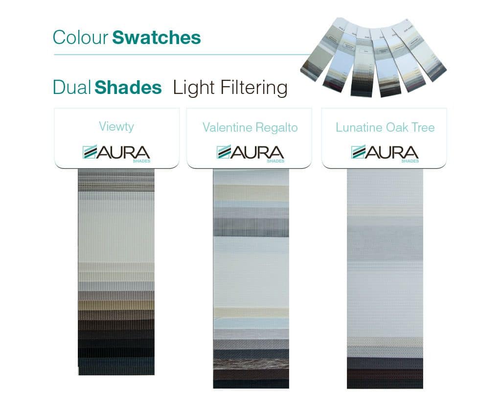 aurashades colourswatches light filtering dual shades