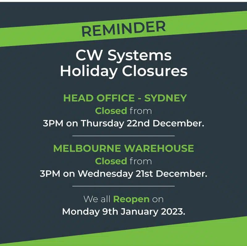 cw systems holiday closures